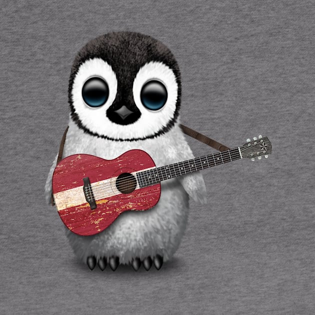 Baby Penguin Playing Latvian Flag Guitar by jeffbartels